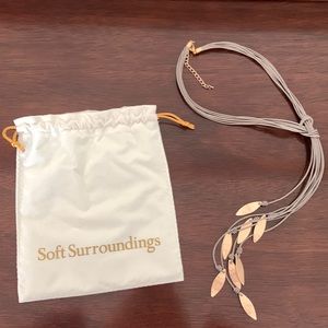 Soft Surroundings Rope Style Golden Leaves Necklace with Bag